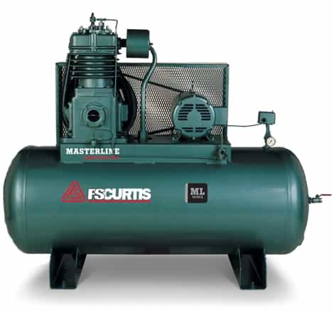FS Curtis ML15+ - 15hp Masterline Series Heavy Duty Industrial Air Compressor, 120 Gallon Horizontal Tank, C89 Pump, 55.8 CFM @ 175 PSI