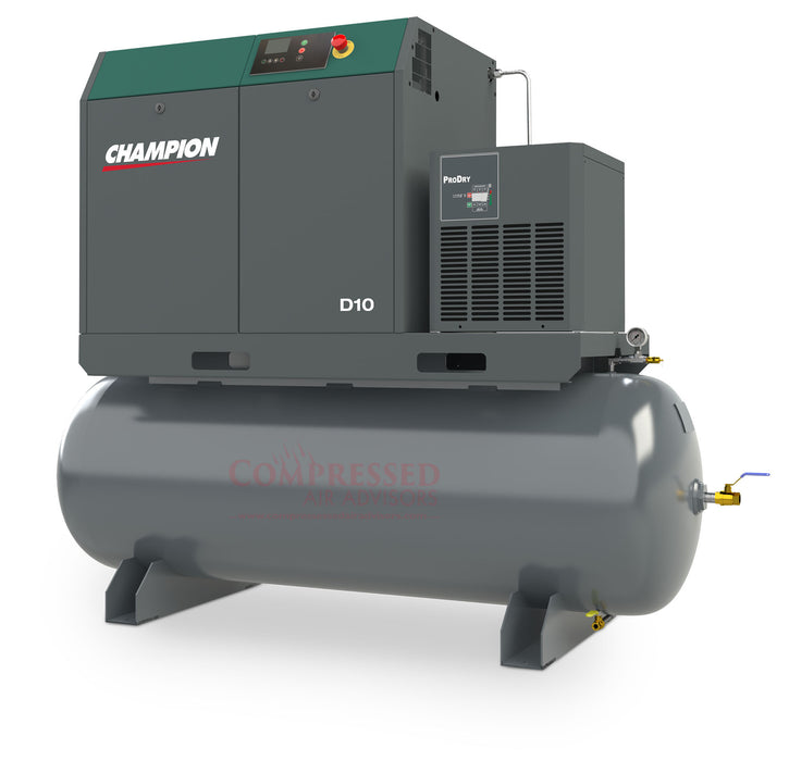 Champion D10 Air System- 10hp Rotary Screw AIr Compressor, 120 Gallon Tank, Refrigerated Air Dryer, 32 CFM @ 145 PSI