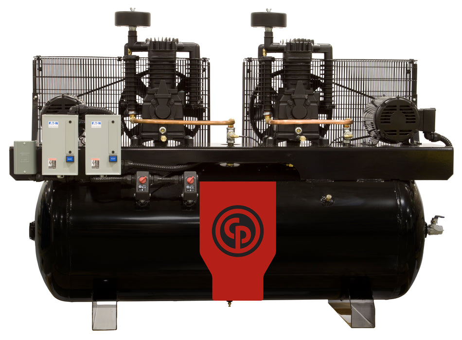 Chicago Pneumatic RCP-RCP-C15121D - 15hp (7.5hpx2) Duplex Reciprocating Compressor, 120 Gal, 46 CFM @ 175 PSI, 230V/1Ph, PN: 8090301402