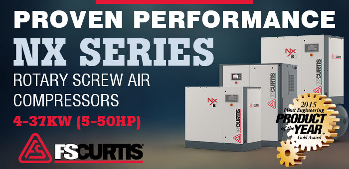 FS Curtis NxV08 - 10hp Variable Speed Air Rotary Screw Air Compressor, Tank  Mounted,  10 year Air End Warranty Available