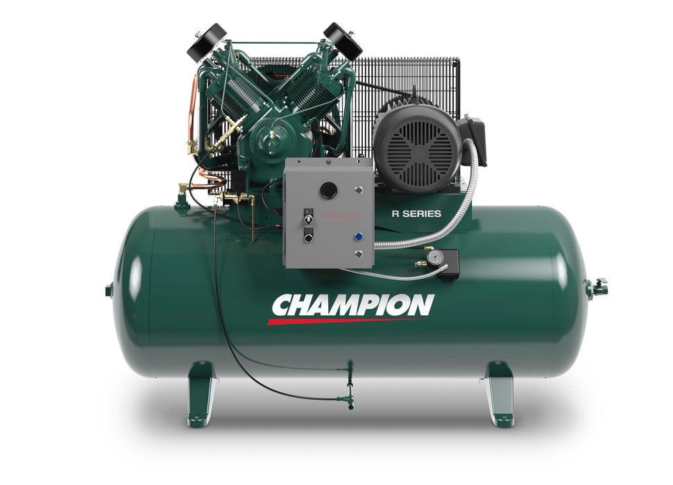 Champion  HR10-12 - 10hp Reciprocating Air Compressor, R30 Pump, 120 Gallon Horizontal Receiver, 33.8 CFM @ 175 PSI