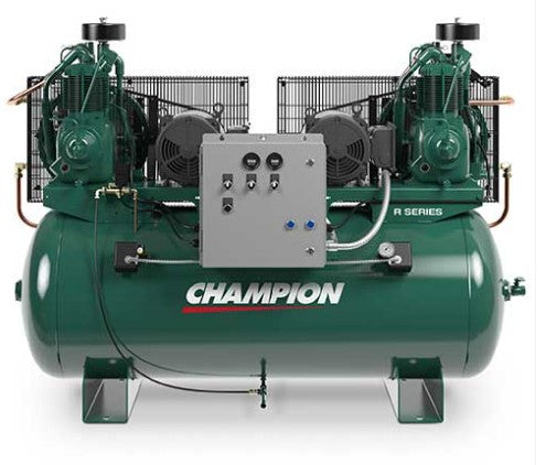 Champion HPL5D-24 – PL-Series 10 HP (5 HP ×2) Pressure-Lubricated Reciprocating Air Compressor | 240-Gallon Horizontal Tank
