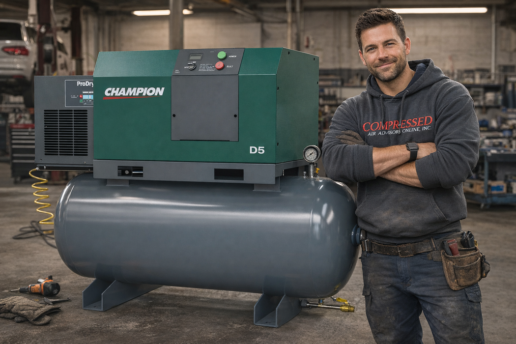 Champion D5 Air System – 5 HP Rotary Screw Compressor – 145 PSI