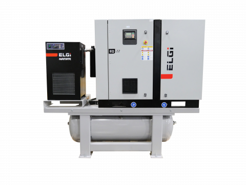 ELGi EQ18 – 25 HP Tank Mounted Rotary Screw Air Compressor with Refrigerated Air Dryer
