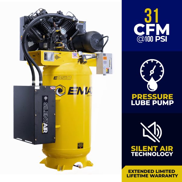 EMAX ES07V080V1 7.5 HP Silent Air | 31 CFM | 230V 1Ph | 80 Gal