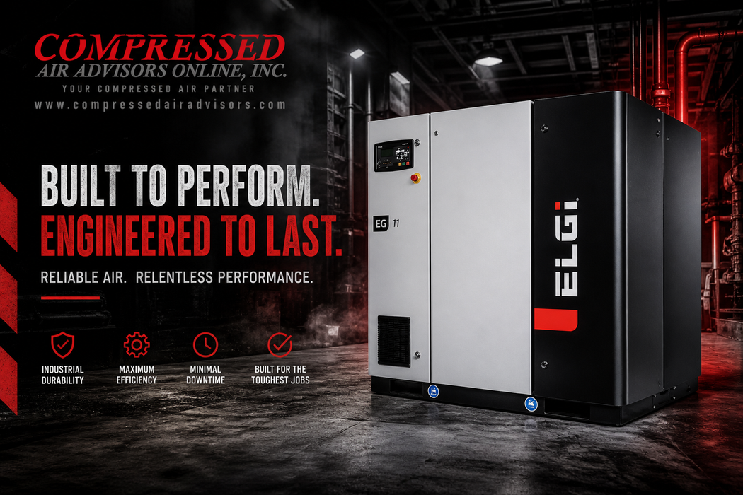 ELGi EG 30 Rotary Screw Air Compressor – 40 HP | Base Mount | Fixed Speed | 100–175 PSI Configurable
