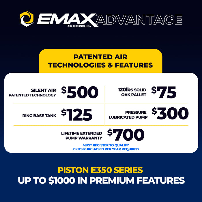 EMAX Silent Air ESS10V080V1 – 10 HP Two-Stage Reciprocating Air Compressor, 38 CFM @ 100 PSI, 80-Gallon Vertical Tank, 230V/1Ph