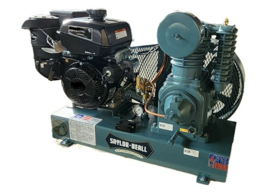Saylor-Beall ULB-705-G Gas-Powered Base-Mounted Air Compressor – 14 HP Kohler, Two-Stage, Made in the USA