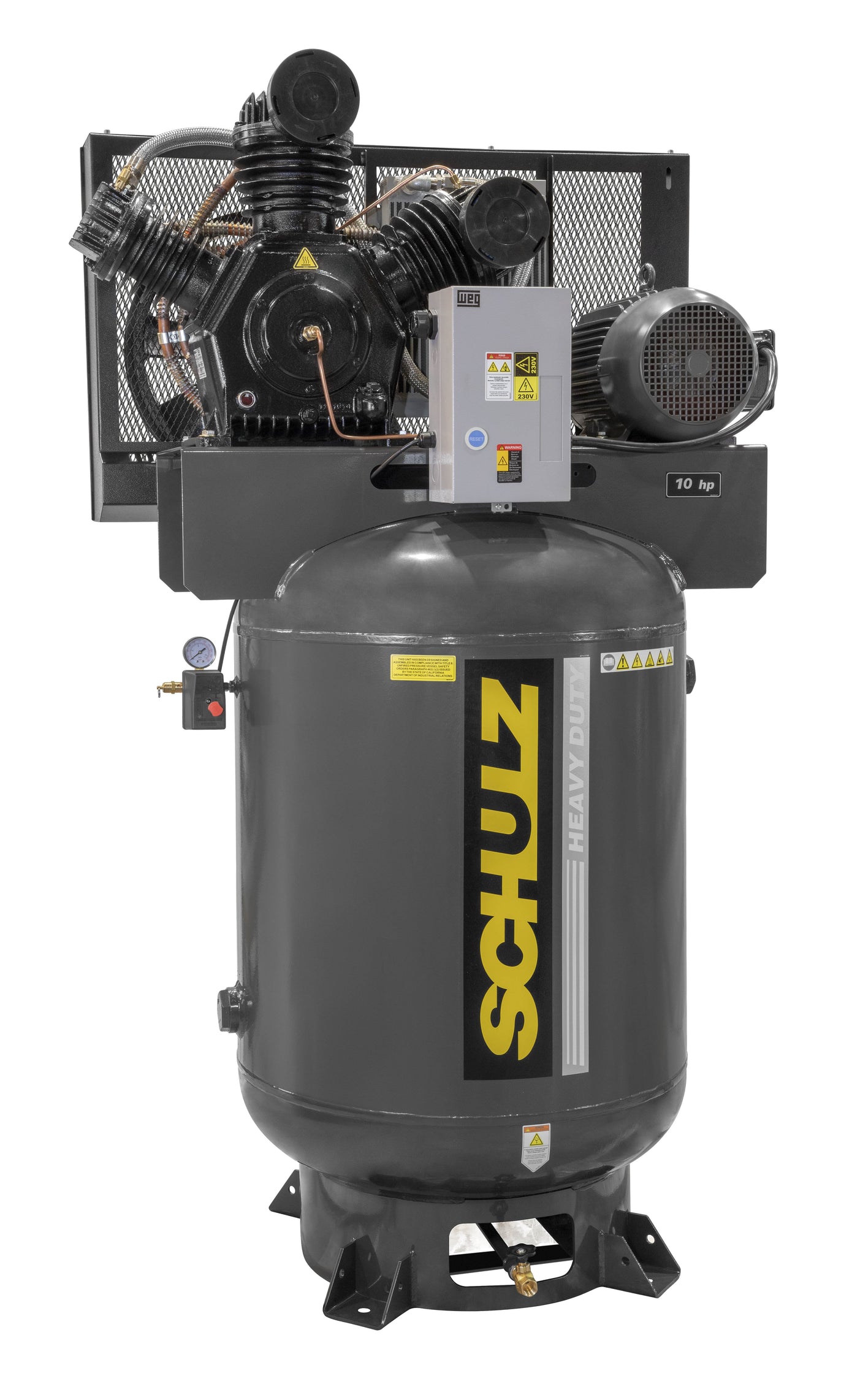 Schulz of America 15120VW60X — 15hp Heavy Duty V-Series, 120 Gal Vertical, 45 CFM @ 175 PSI