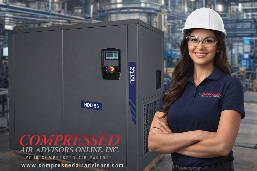 Hertz HDD55 75HP Base Mount Rotary Screw Air Compressor