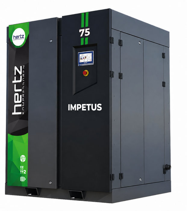 Hertz IMPETUS 75 100 HP two-stage rotary screw air compressor 500 CFM at 125 PSI
