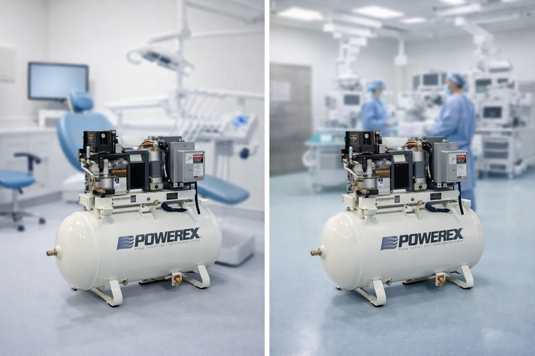 Powerex STD10D6 20hp (10hpx2) Duplex Oil-Less Scroll Air Compressor, 240 Gallon