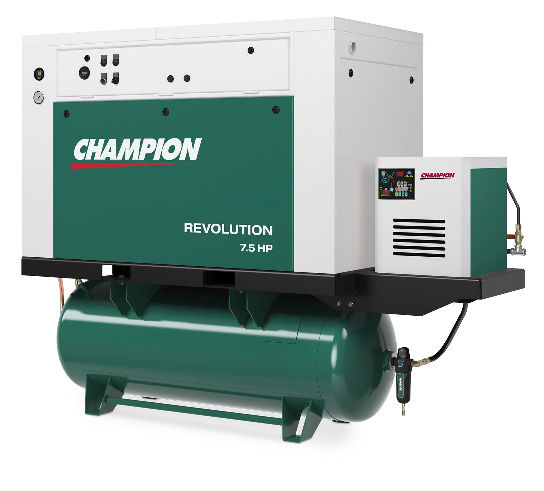 App7 Compressor Champion HQR7F-8 Revolution 7.5hp Quiet Enclosed Reciprocating Air Com ...