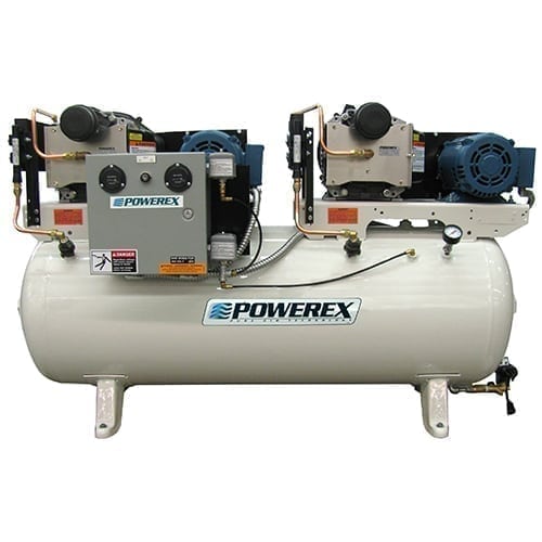 Powerex STD0303/ST1303 6hp (3hpx2) Duplex Oil-Less Scroll Air Compressor, 80 Gallon