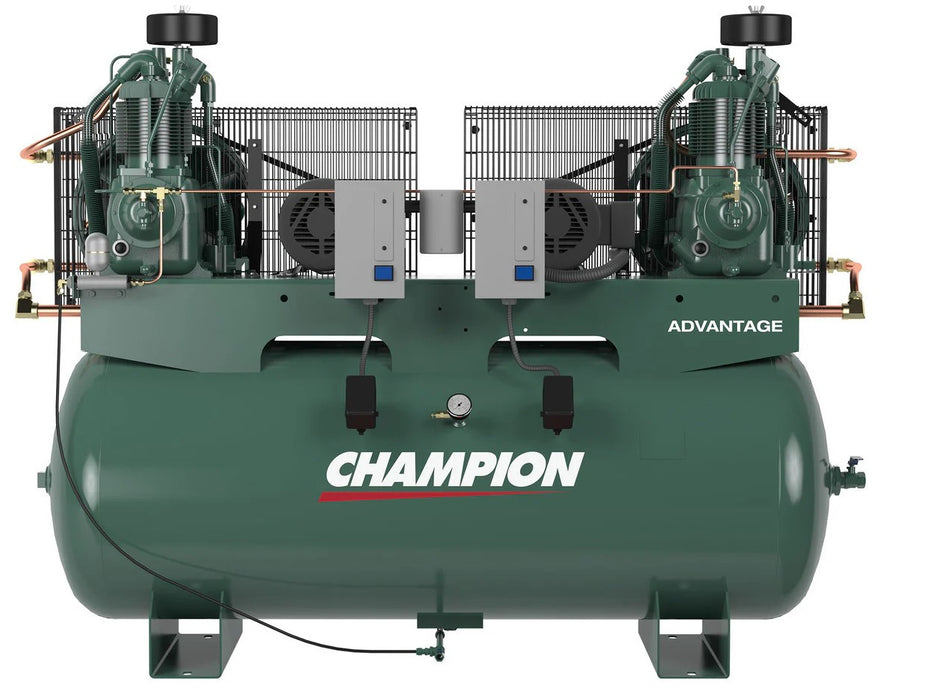 Champion HR5D-12 Duplex Reciprocating Air Compressor - 120-Gallon Tank Side View


