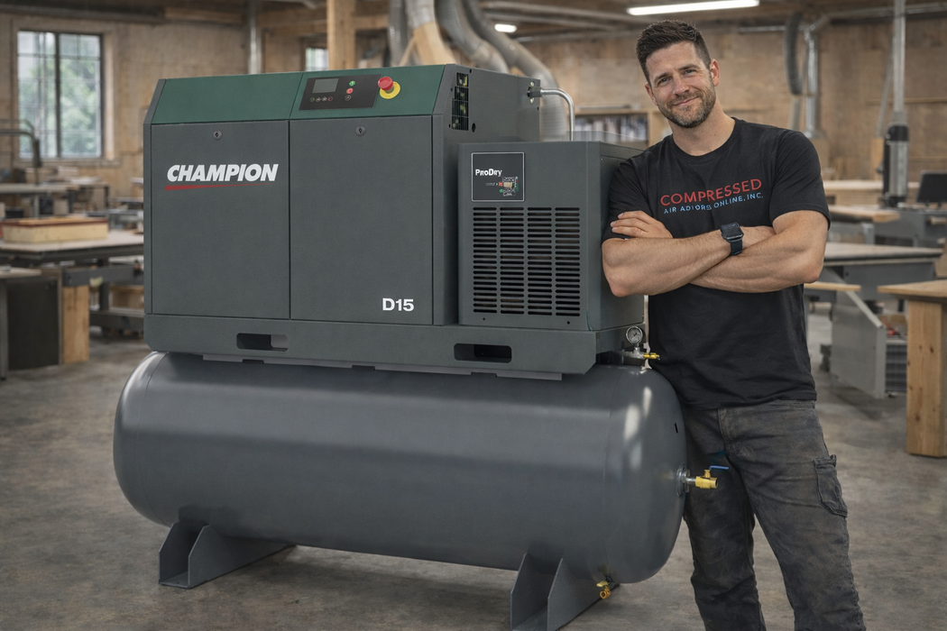 Champion D15 Air System – 15 HP Rotary Screw Compressor – 145 PSI