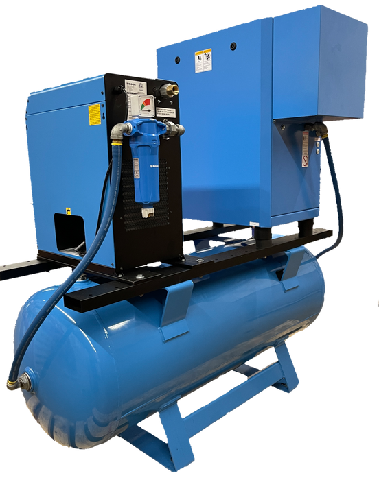 Boge L C 9 DR - 10hp Fixed Speed Rotary Screw Air Compressor, 120 Gallon Receiver, Refrigerated Air Dryer, Filter. 37 CFM @ 150 PSI, 208/230/460V/3Ph