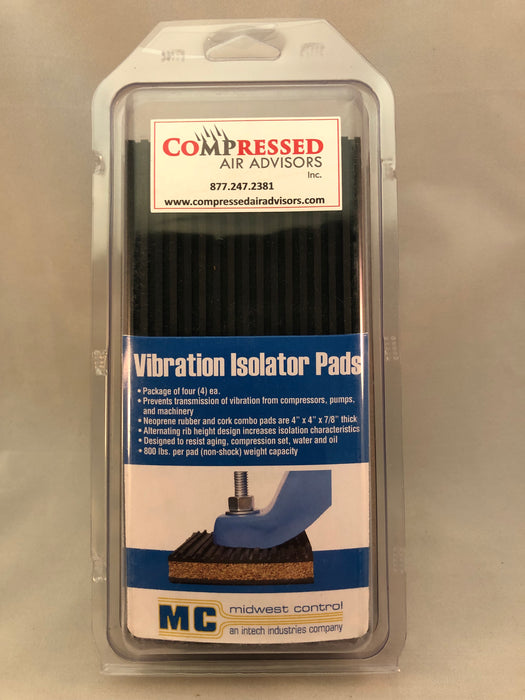 Vibration Isolation Pads 4" x 4" Cork/Rubber Vibration Pad Package of 4