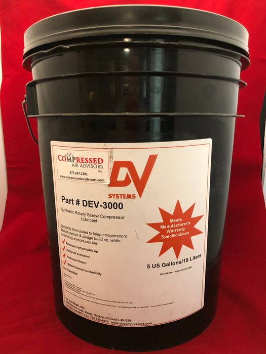 DV Systems DEV-3000 - OEM Synthetic Rotary Screw Lubricant - 5 Gallon