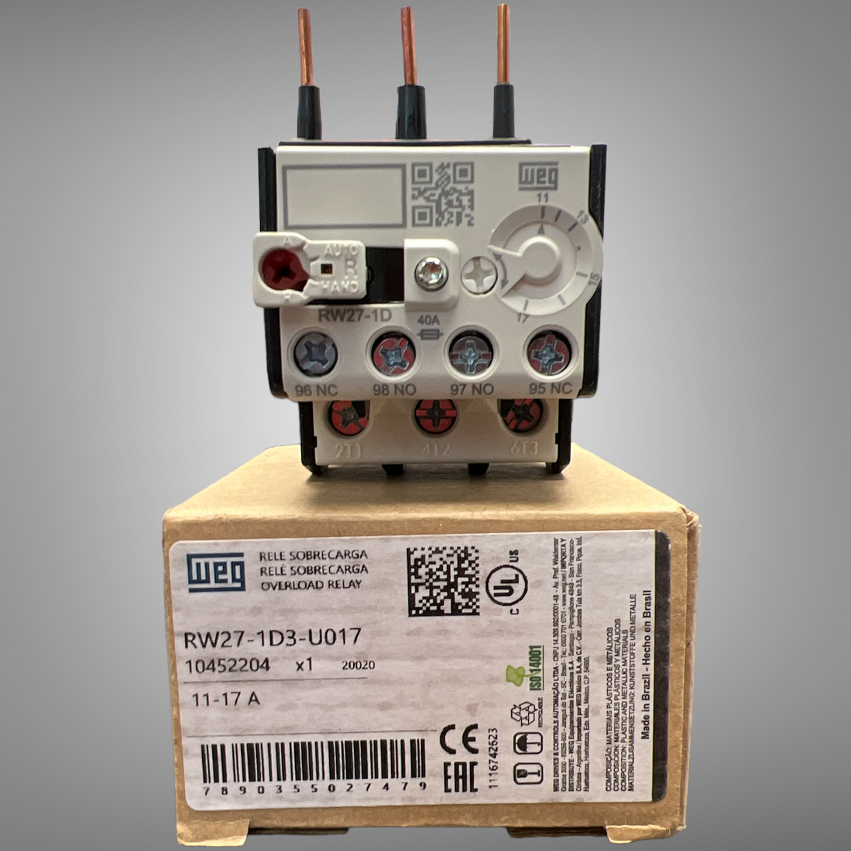 Weg RW271D3U017 Overload Relay, Class 10, 3Pole, 1117A, Use wi