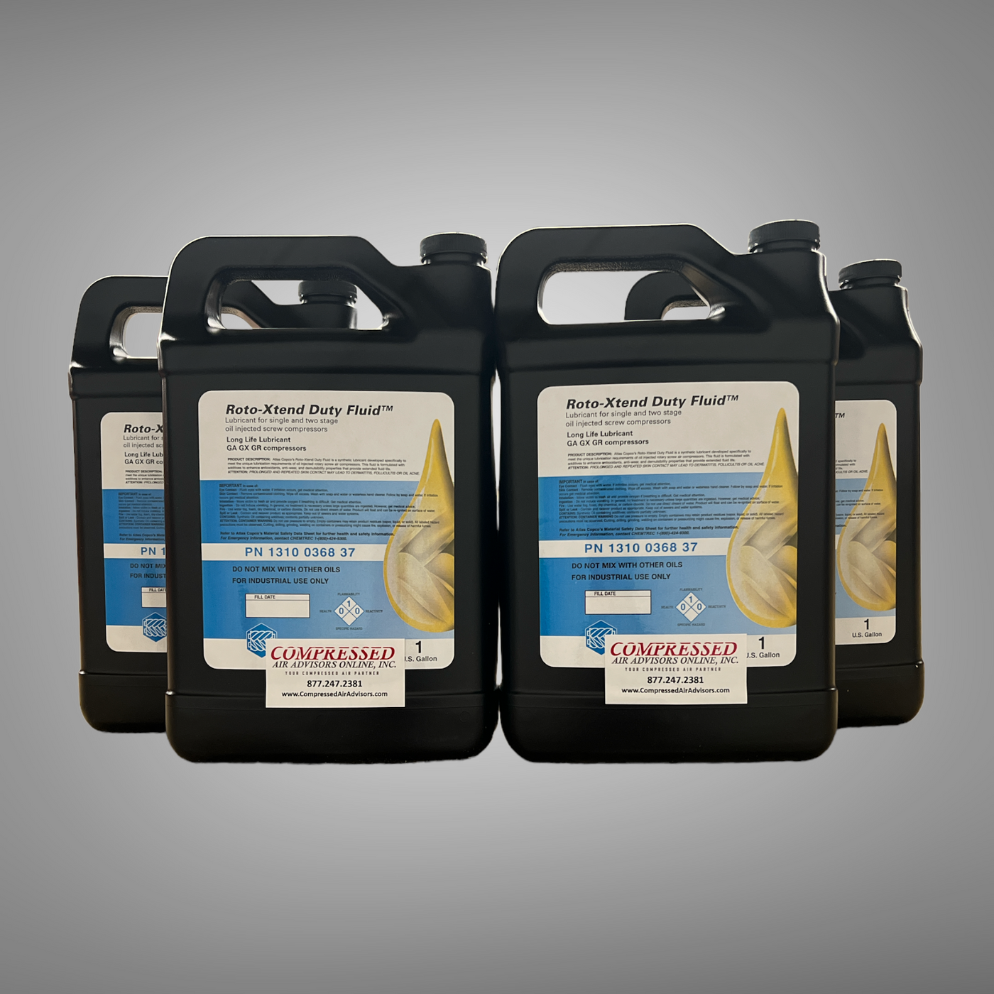 Atlas Copco 1310036837 Roto Extend Oil 1 Case (4 Gallons) Designe