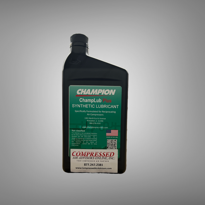 ChampLub Synthetic Plus - Synthetic Reciprocating Air Compressor Oil - 1 Quart, PN: 28H509