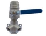 Champion / Infinity Quick-Lock Aluminum Piping - 45° Double Outlet Elbow w/ Ball Valve 20mm x 1/2" x 1/2", PN: C90665-20-08