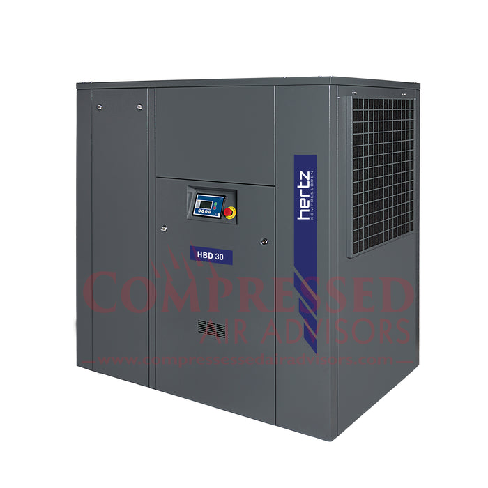 Hertz Kompressoren HBD30 - 40hp Belt Driven Rotary Screw Air Compressor, Base Mounted, 171 CFM @ 125 PSI, 10 Year Warranty Available