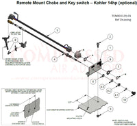 Champion Compressor - Remote Mount Choke and Key switch – Kohler 14hp, PN: TEN003329