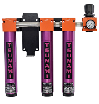 Tsunami - Air Filtration Package #6 water separator, oil coalescing filter, activated carbon filter (3-stage) w/ regulator