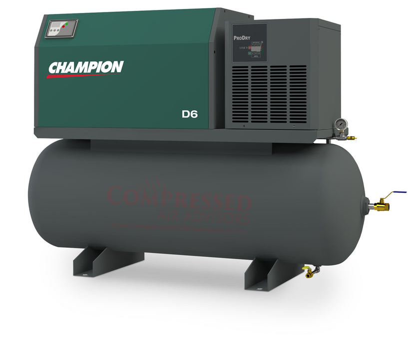 Champion D6 Air System- 5hp Rotary Screw AIr Compressor, 80 Gallon Tank, Refrigerated Air Dryer, 18 CFM @ 145 PSI