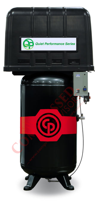 Chicago Pneumatic Premium RCP-583VQP, 5hp Enclosed Reciprocating Air Compressor, 80 Gal Vertical Receiver, Mag Starter, 18.5 @ 175 PSI, 208-230V/3Ph, PN: 8090300610
