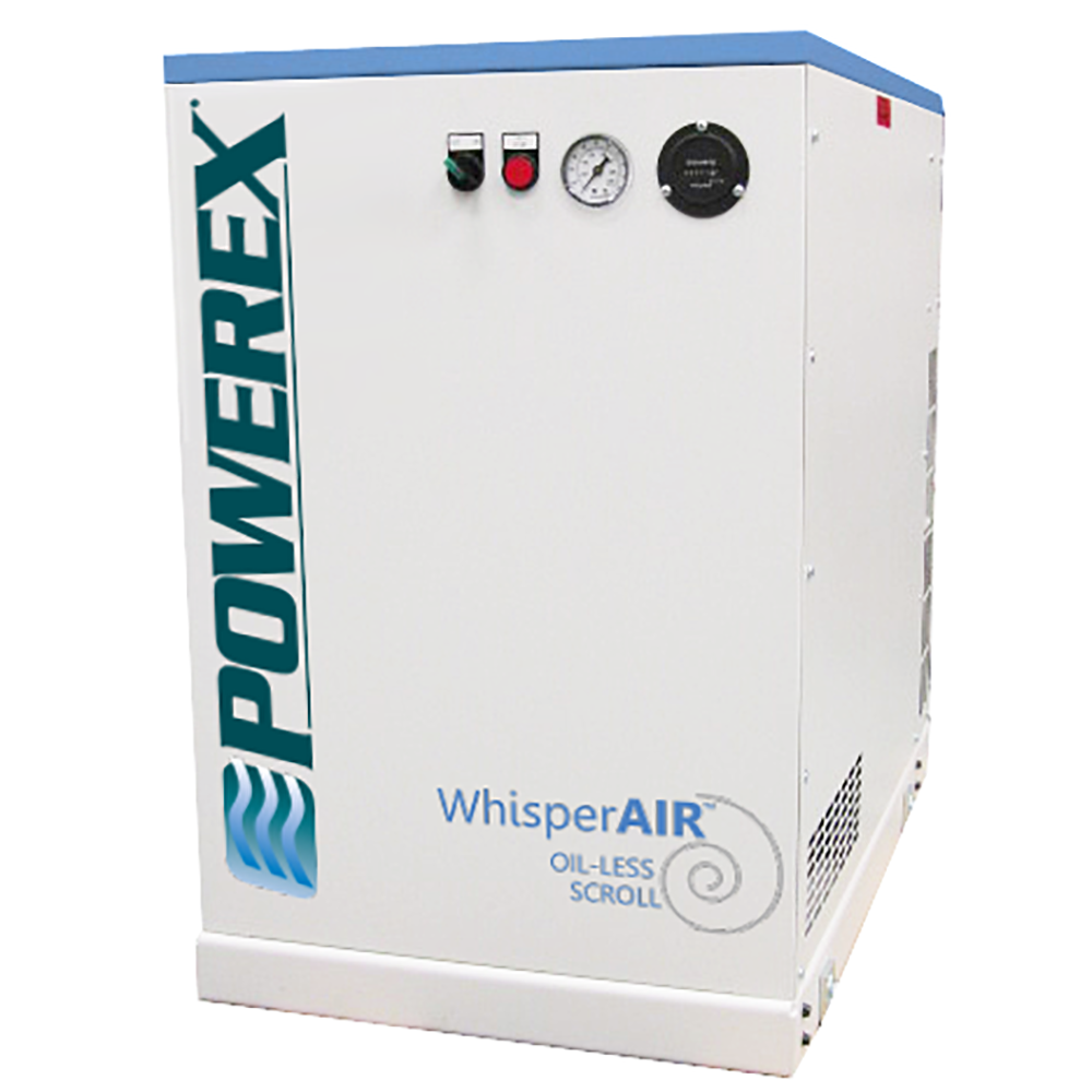 Powerex SES1308 / SES0308 - 3hp Scroll Enclosure, 13 Gallon Internal Air Receiver, Electronic Drain, 49 dB(A)