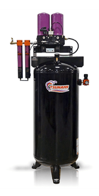 Tsunami Pure-10T -  Tsunami 10Hp Desiccant Air Dryer with Pneumatic Drains, 60 Gallon Air Receiver, PN: 21999-0955