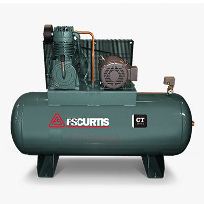 FS Curtis CT10 - 10hp Two Stage Reciprocating Air Compressor, CT75 Pump, 120 Gallon Horizontal Receiver, 29.7 CFM @ 175 PSI