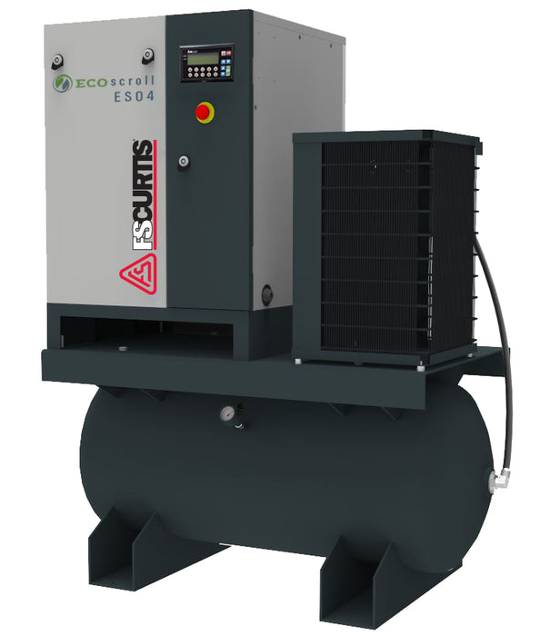 FS Curtis ES04 Eco Scroll Ultra Pack- 5hp Scroll Air Compressor, 60 Gallon Tank, Refrigerated Dryer, 14.5 CFM @ 116 PSI