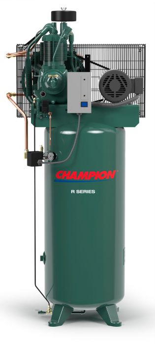Champion VR5-6 - R-Series 5hp Two Stage Reciprocating Air Compressor, 737 RPM, 60 Gallon l Air Receiver, Mounted Control Panel with Magnetic Starter, 17 CFM @ 175 PSI